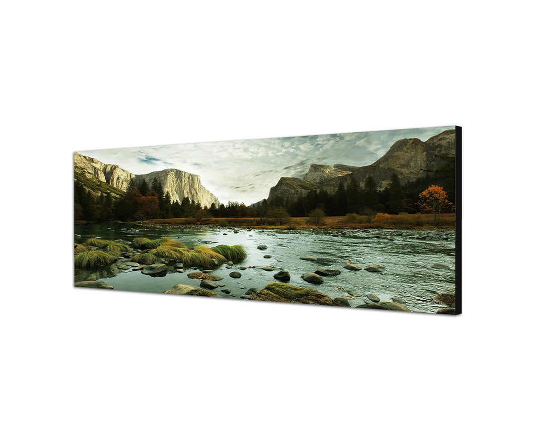 Augenblicke Wandbilder Leinwandbild als Panorama in 150x50cm Yosemite Berge See Landschaft Natur
