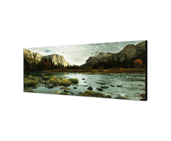 Augenblicke Wandbilder Leinwandbild als Panorama in 150x50cm Yosemite Berge See Landschaft Natur