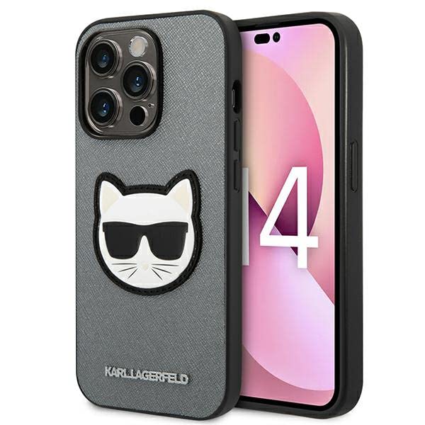 KARL LAGERFELD KLHCP14XSAPCHG hülle für iPhone 14 Pro Max 6,7" hardcase Silber/Silver Saffiano Choup