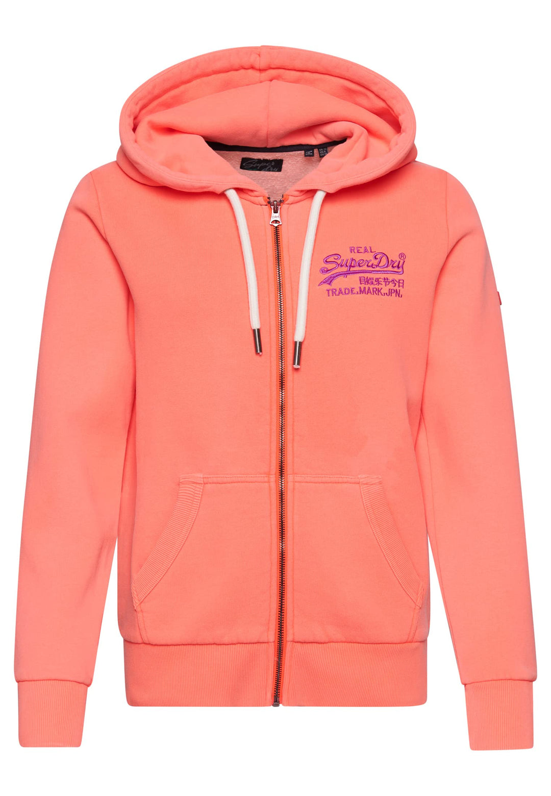 Superdry Damen Vintage Vl Neon Ziphood Kapuzenpullover, Hyper Feuer Korallrot