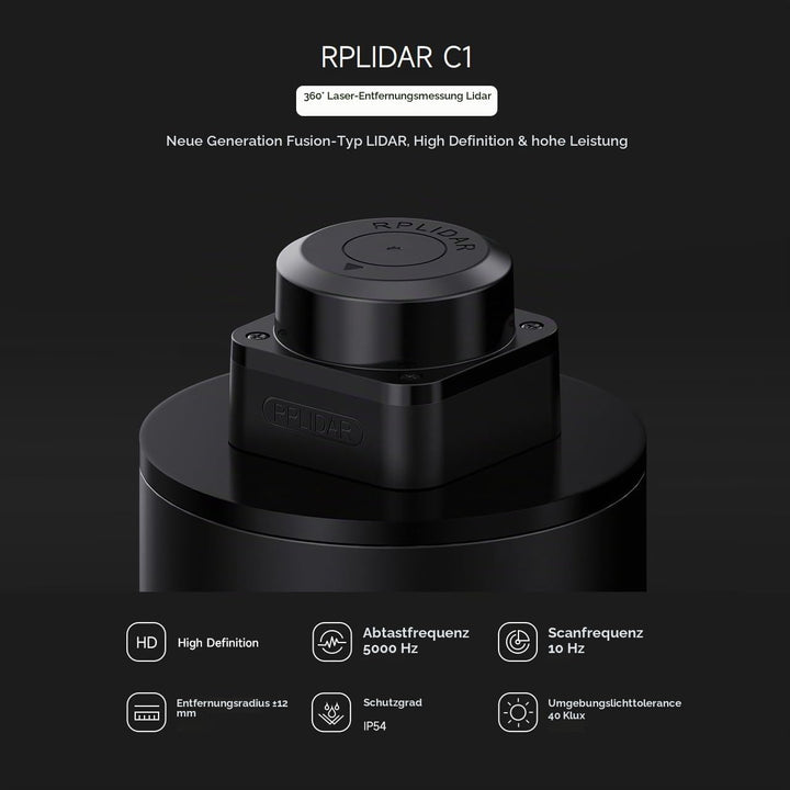 Waveshare Slamtec RPLIDAR C1 Laser Ranging Sensor, 360° Omnidirectional Lidar, Millimeter-Level High
