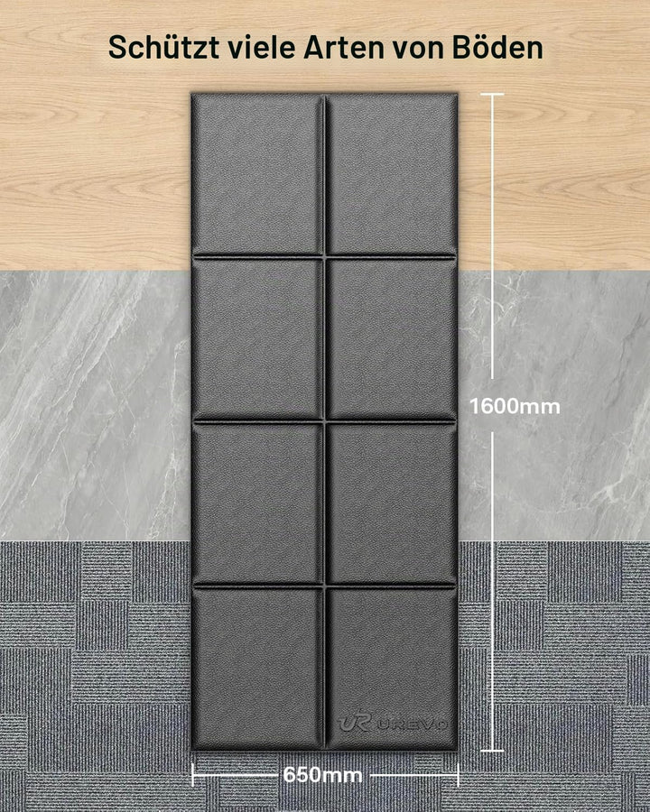 UREVO Faltbare Bodenschutzmatte 65 × 160 cm, Extra widerstandsfähige Laufbandmatte, 6 mm Dicke Fitne