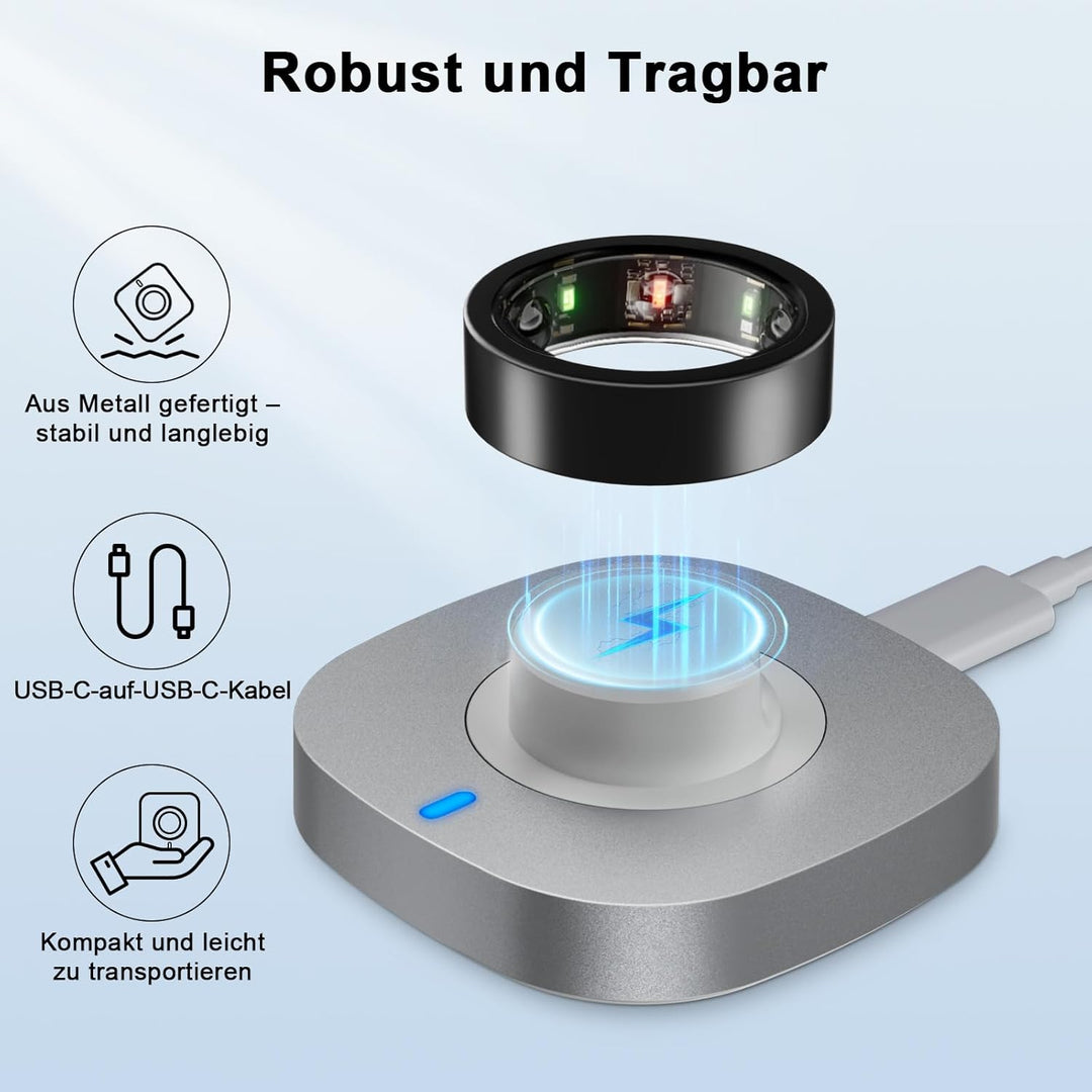 ZOOROO Ladegerät kompatibel mit Oura Ring Gen 3 Horizon/3 Heritage, Schnelllade-Dock mit USB C Kabel