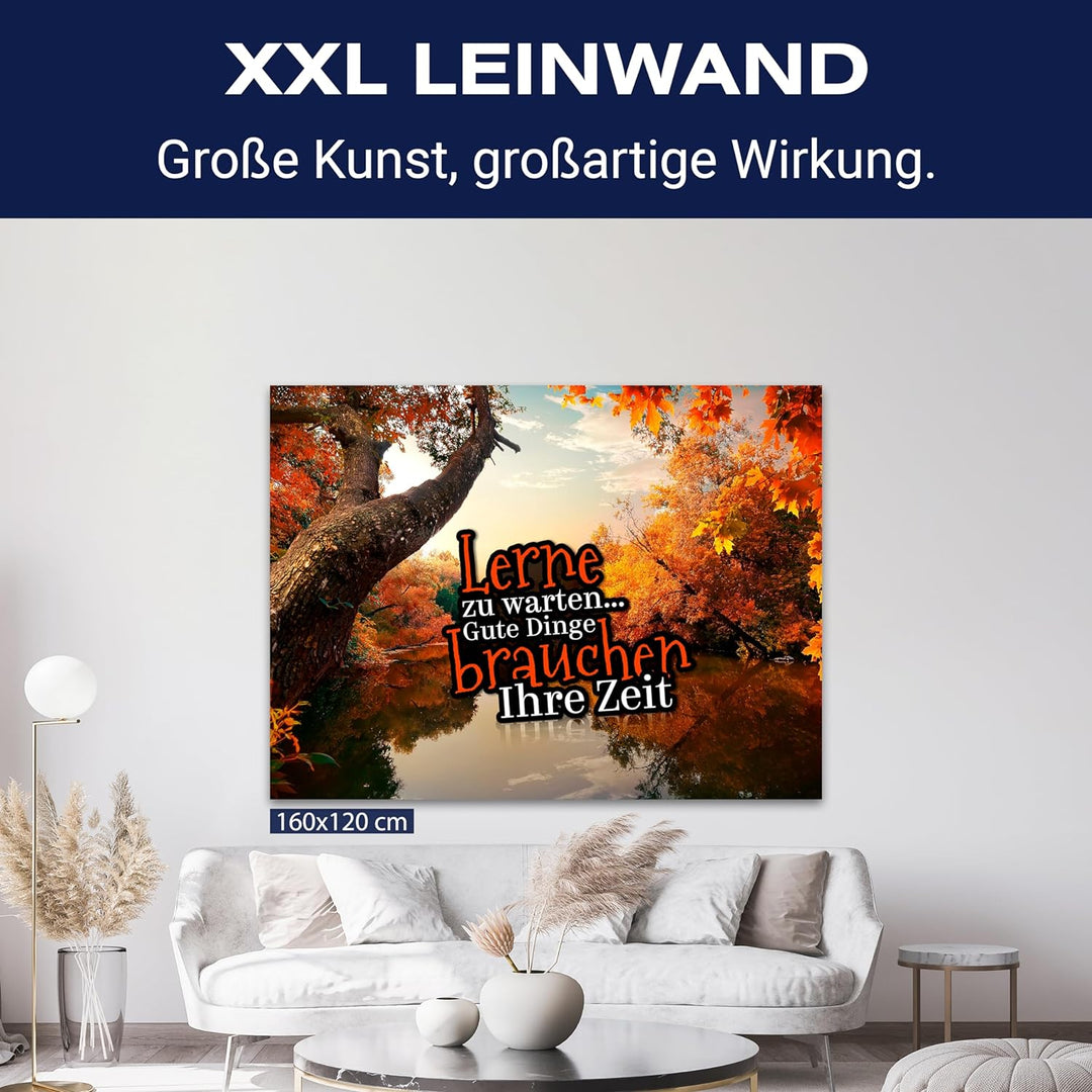 wandmotiv24 Motivations Motiv als Leinwandbild, 60x45cm, Querformat, Lerne zu warten, Gute Dinge, Wa