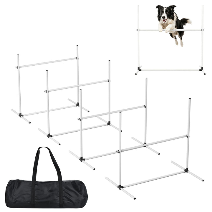 Agility Set Hürdenset Hundetraining Zubehör mit 4 Stück Hürden, Slalom Stangen Agility-Ausrüstung fü