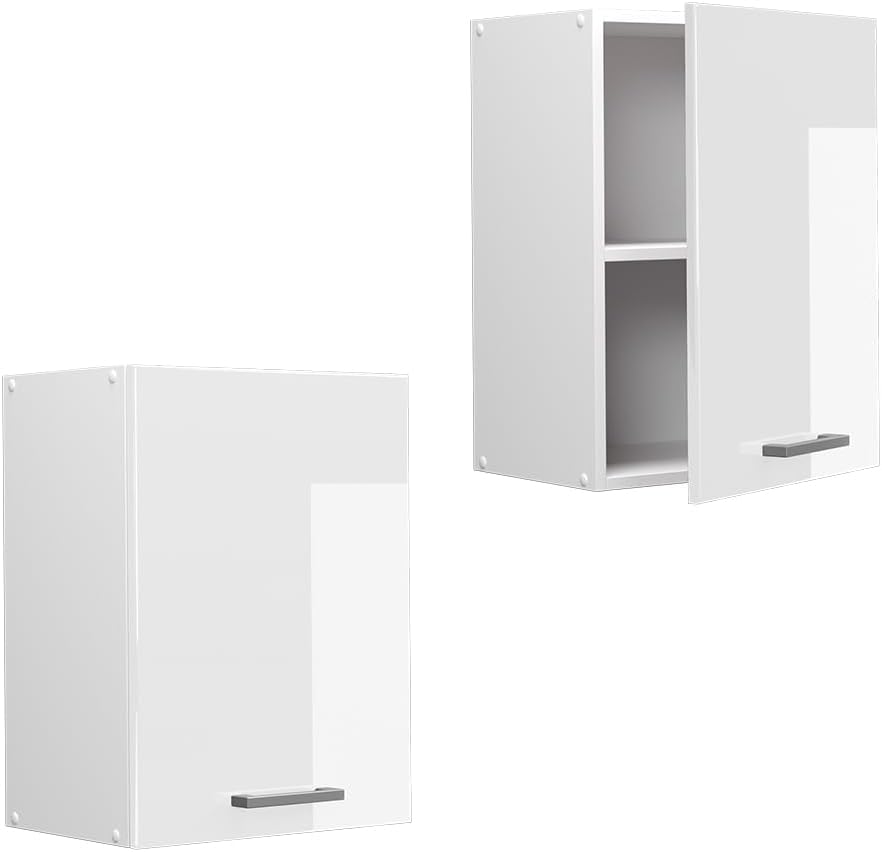 Vicco Hängeschrank R-Line, Weiss Hochglanz/Weiss, 45 cm Weiss Hochglanz Hängeschrank 45cm, Weiss Hoc