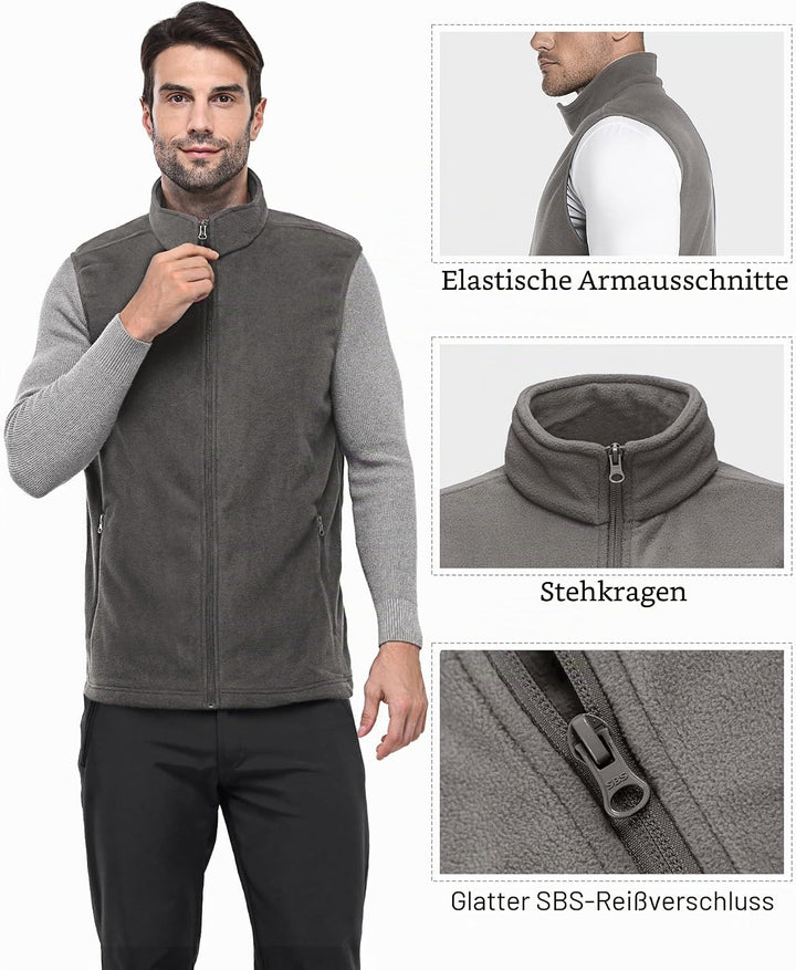 Outdoor Ventures Herren Fleece gefütterte Weste Leichte ärmellose Jacken für Herren Warme Arbeitswes