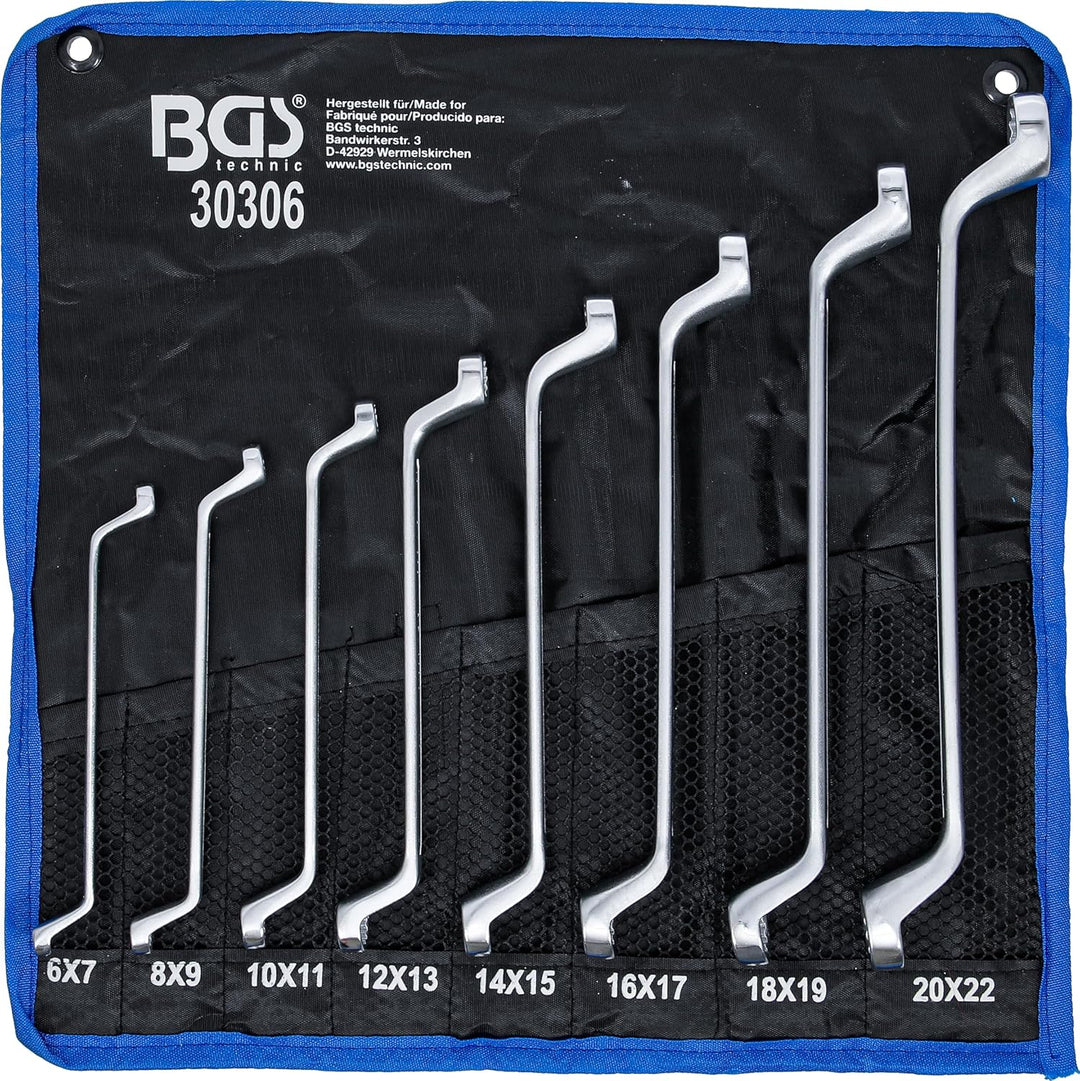 BGS 30306 | Doppel-Ringschlüssel-Satz | tief gekröpft | SW 6 x 7 - 20 x 22 mm | 8-tlg.