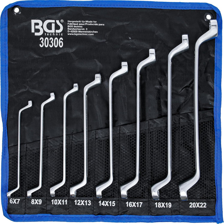 BGS 30306 | Doppel-Ringschlüssel-Satz | tief gekröpft | SW 6 x 7 - 20 x 22 mm | 8-tlg.