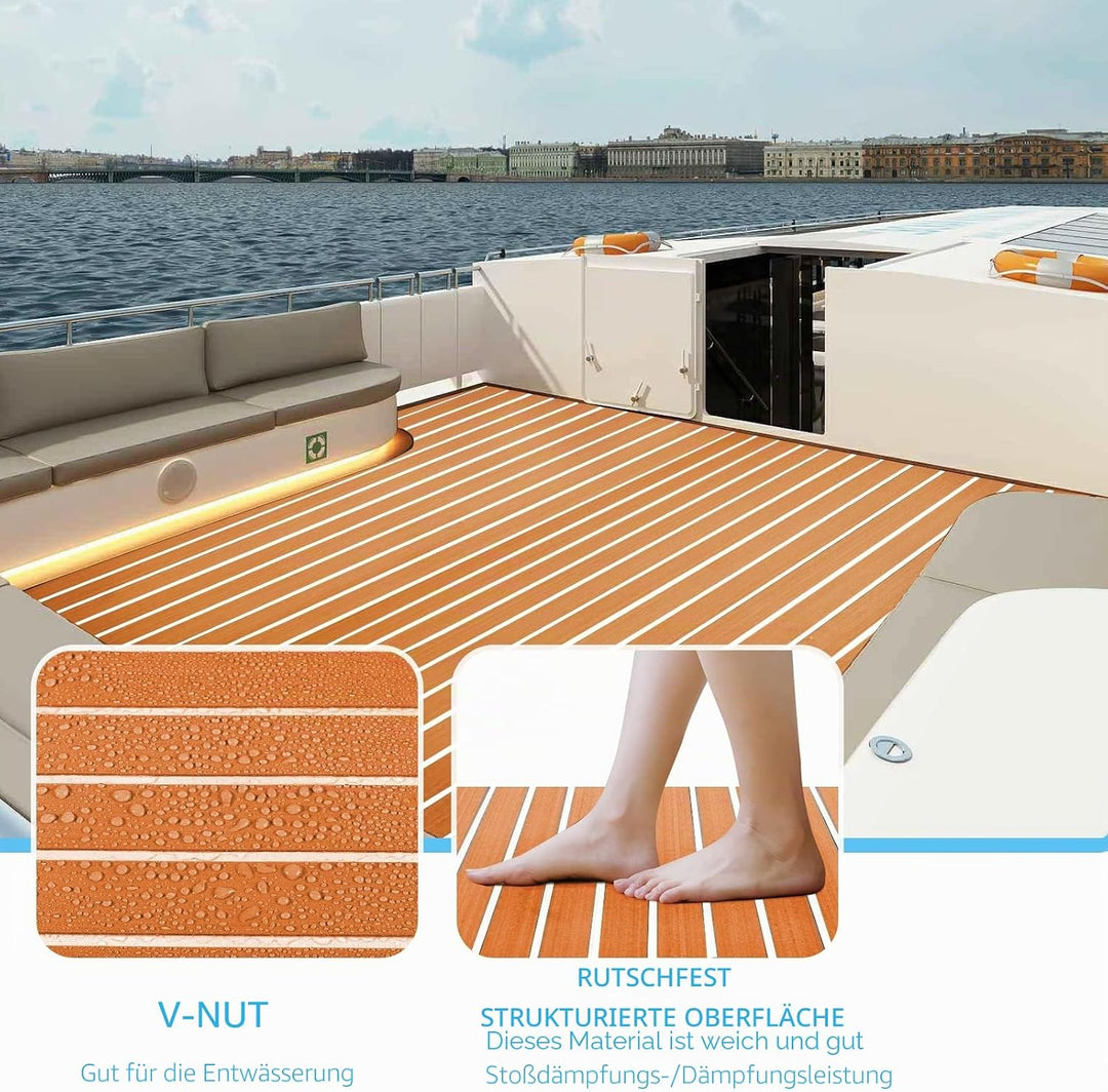 Toogou Generation Eva-Schaum Rutschfeste Marine Matte Rückseite mit 3 M Klebstoff, synthetische Teak