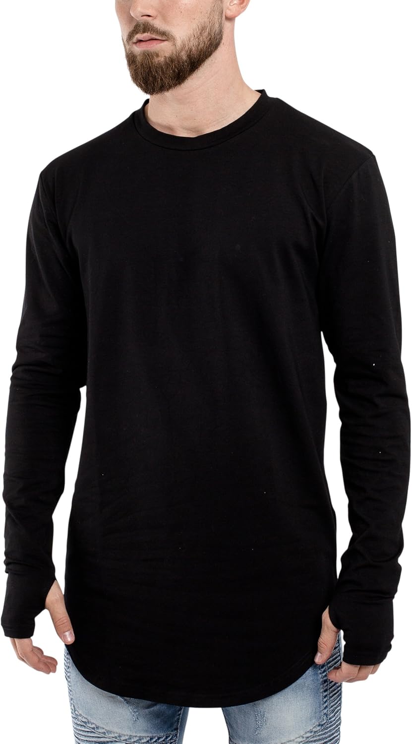 Blackskies Round Longsleeve T-Shirt | Langes Oversize Fashion Basic Langarm Herren Longshirt Long Te