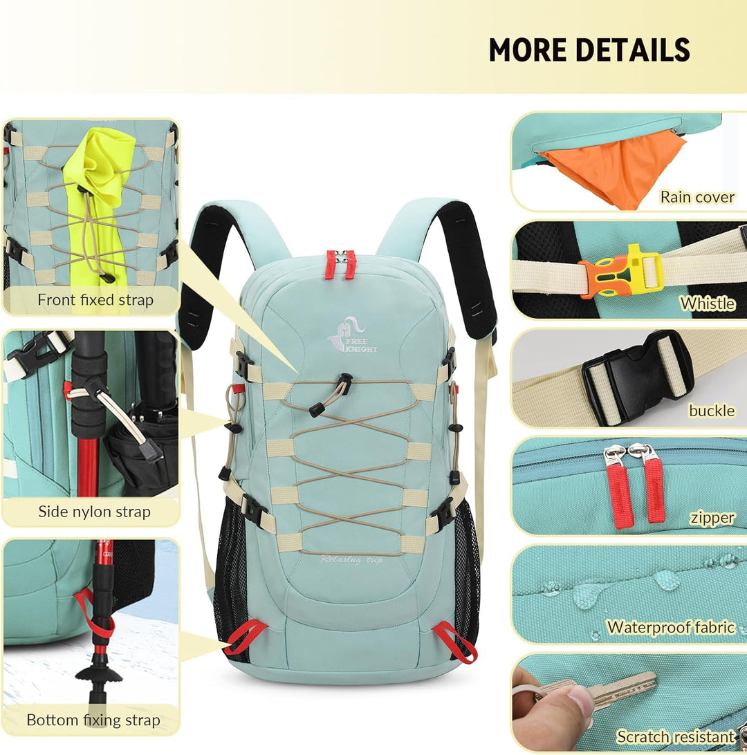 Bseash 40L Leichter wasserdichter Wanderrucksack mit Regenschutz, Outdoor Sport Reise Tagesrucksack