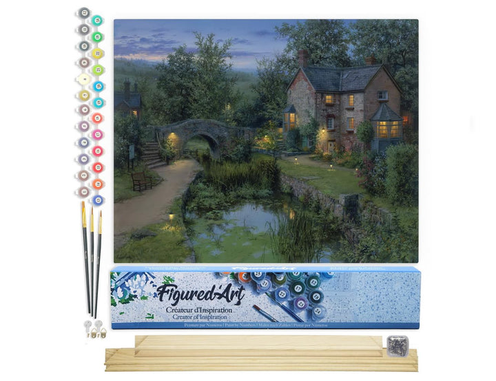 Figured'Art Malen Nach Zahlen Erwachsene Mit Rahmen Altes Landhaus - Paint by Numbers Basteln DIY Ba