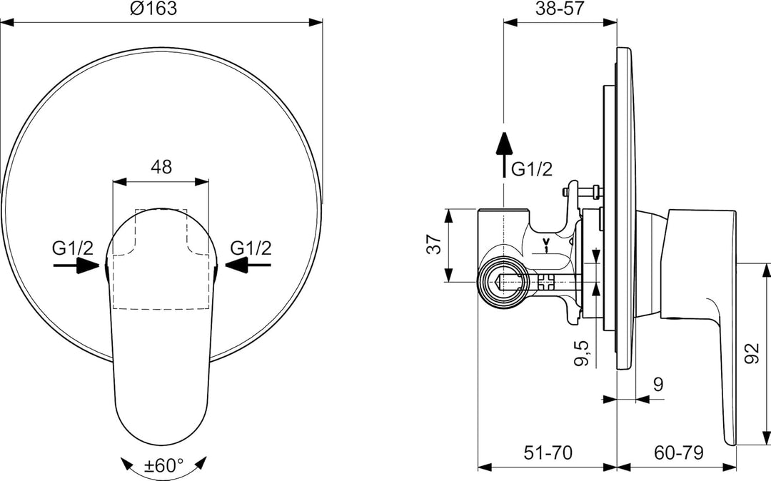 Ideal Standard - Cerafine O Einbau-Duschbatterie - Seidenschwarz