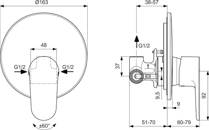 Ideal Standard - Cerafine O Einbau-Duschbatterie - Seidenschwarz