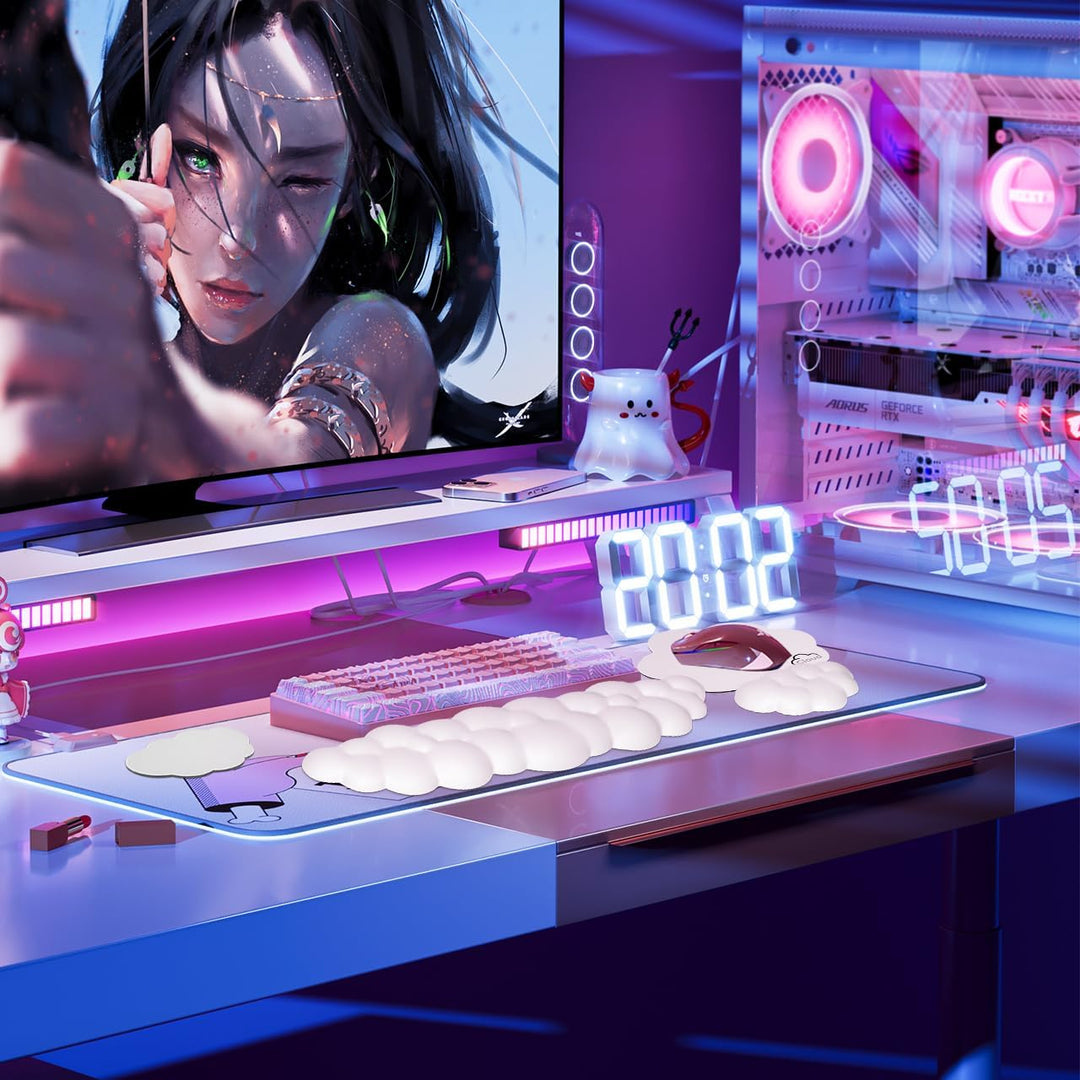 JIKIOU Cloud Handgelenkauflage Tastatur aus Leder mit rutschfester PU-Basis, bequemer Memory-Schaum