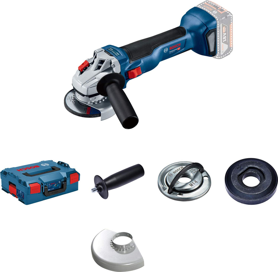 Bosch Professional GWS 18 V-10 - Dunkelblau, Silber, Schwarz, 115 mm, Solo in L-BOXX 115mm, Solo, in