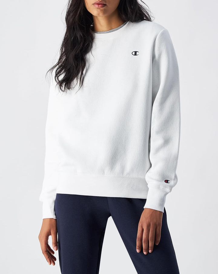 Champion Damen Legacy Basics W-Light Powerblend Fleece Crewneck Sweatshirt XXL Weiss, XXL Weiss
