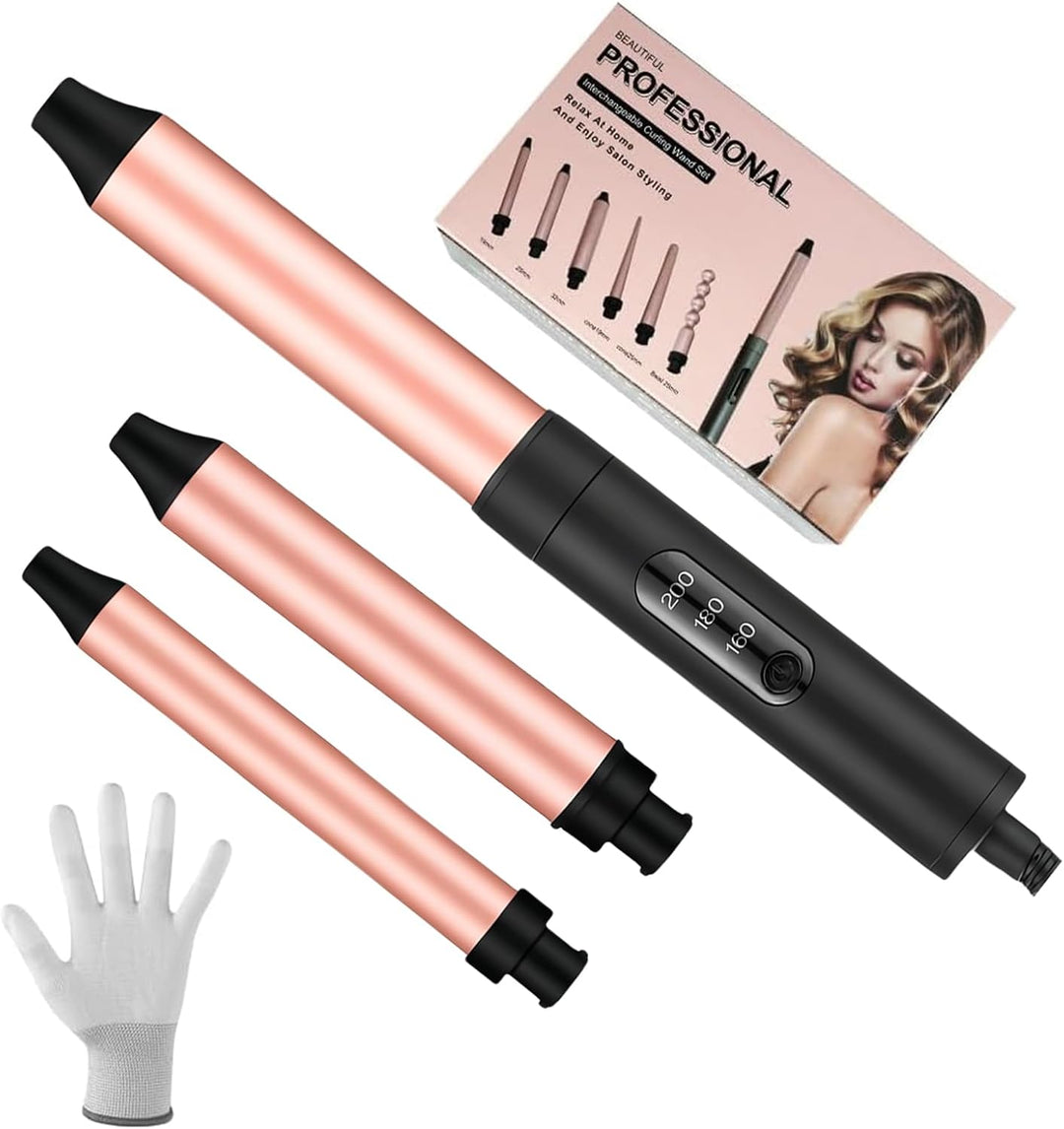 Flintronic Lockenstab, 3 in 1 Lockenwickler Set mit 2 Multifunktions Austauschbare Keramikbeschichtu