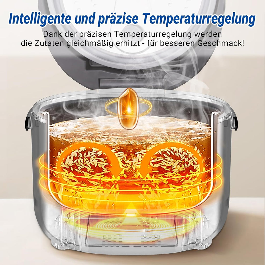 AMZCHEF Reiskocher 4L Mini Reiskocher für 5 Personen, 8 Tassen (ungekocht), 860W elektrischer Reisko