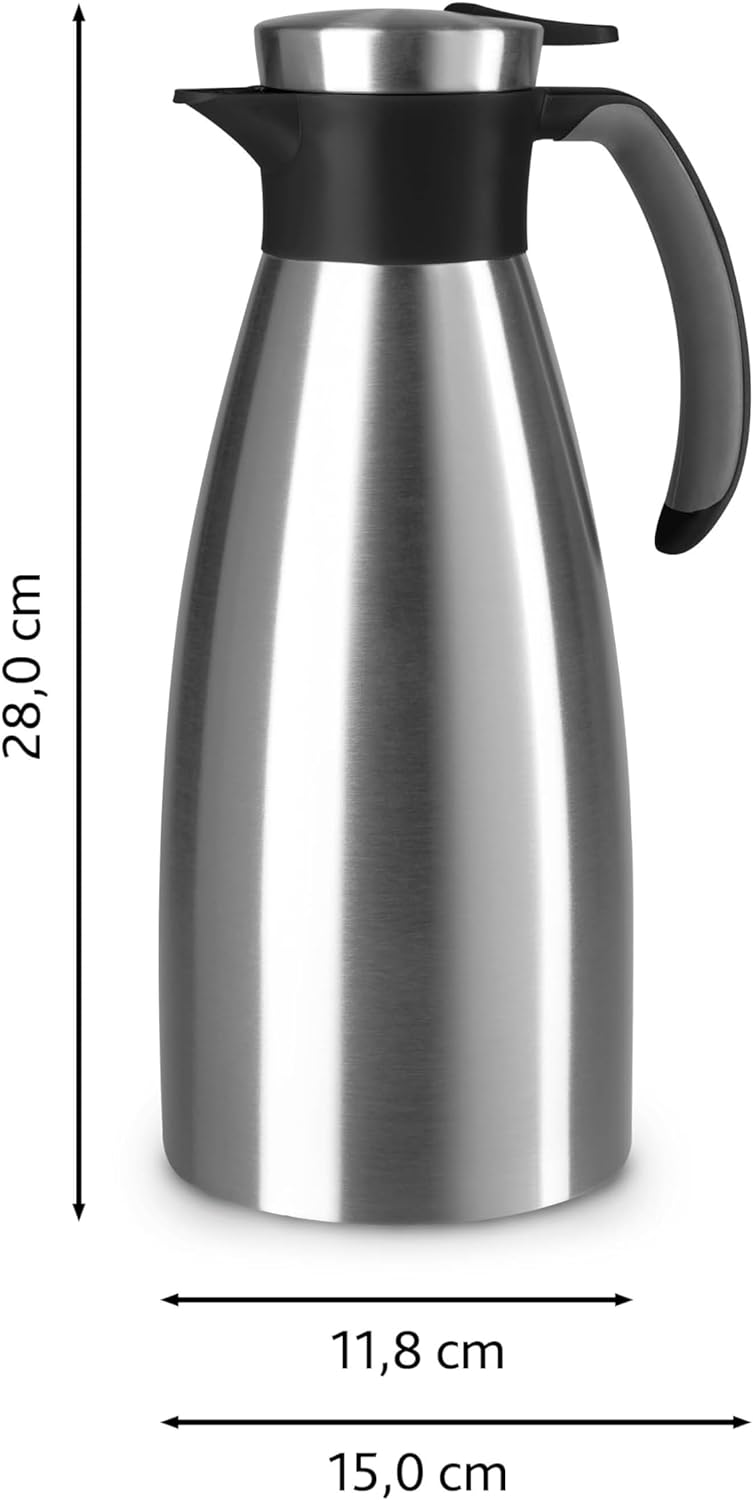 Emsa 514499 Isolierkanne |1,5 Liter | Quick Tip Verschluss, Soft Grip | Edelstahl | schwarz 1.5 L Sc