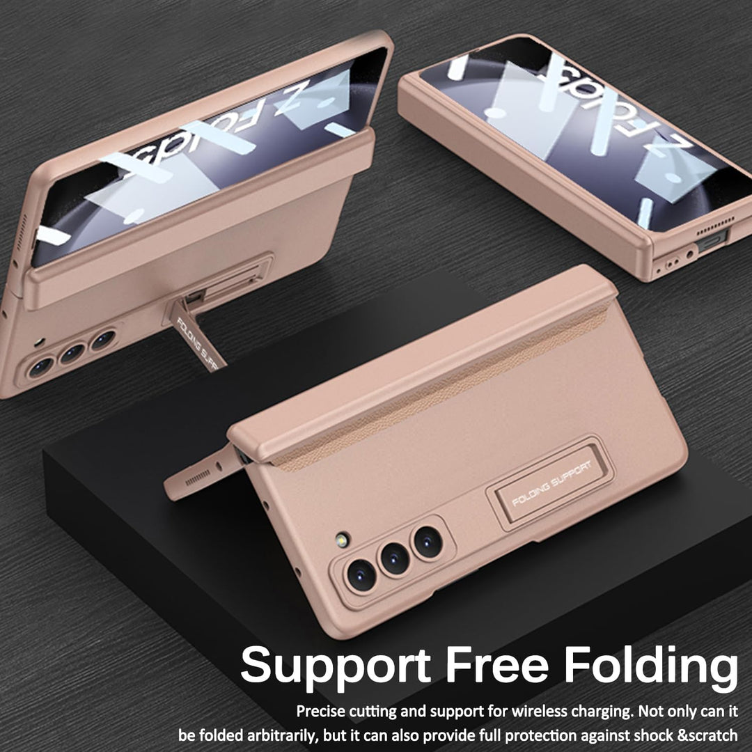 Miimall Hülle Kompatibel Mit Samsung Galaxy Z Fold 5, Robust PC Mit Displayschutz & Ständer, Anti Dr