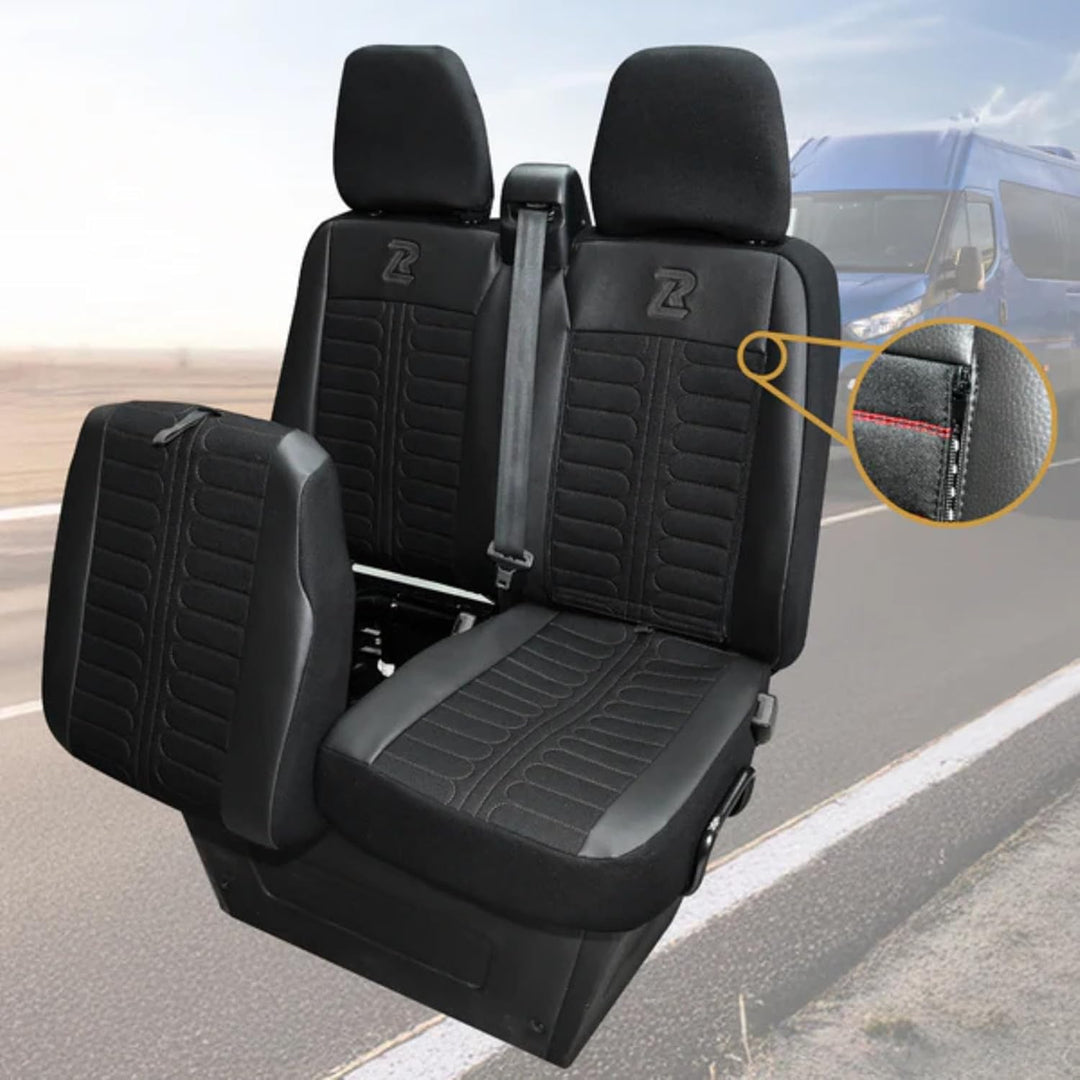 LUCARO Sitzbezüge Auto Set Tornado für Iveco Daily ab 2014 1+2 Schwarz - Autositzbezüge Strapazierfä