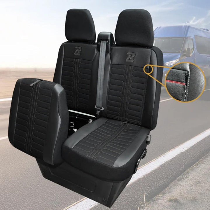 LUCARO Sitzbezüge Auto Set Tornado für Iveco Daily ab 2014 1+2 Schwarz - Autositzbezüge Strapazierfä