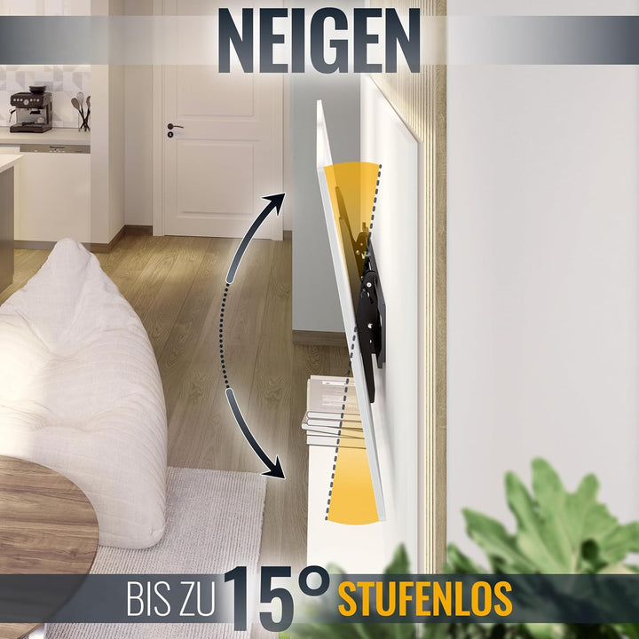 RICOO TV Wandhalterung Fernseher Neigbar Flach Slim für 37-70 Zoll, Universal TV Halterung N2364, Fe