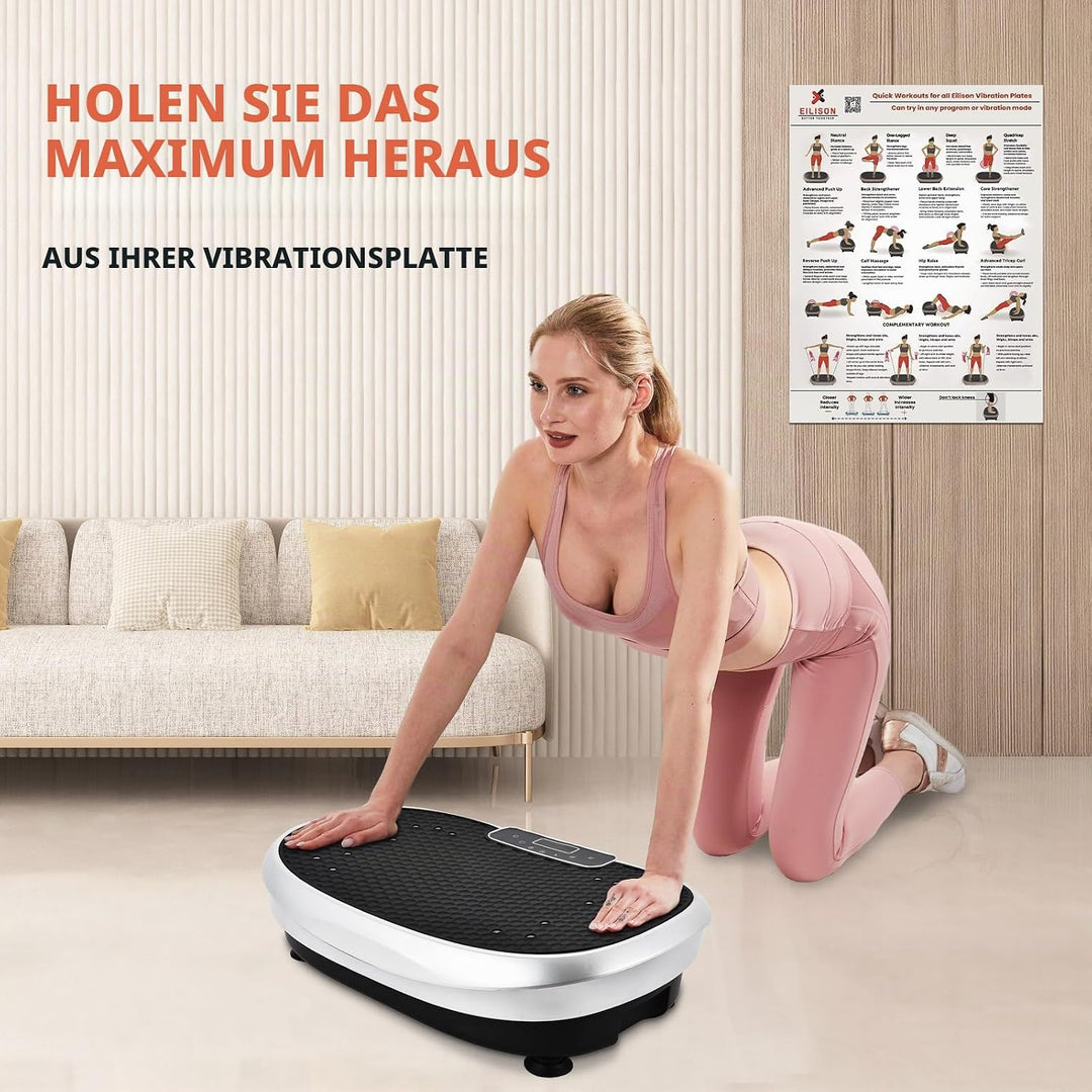 Eilison Ganzkörper-Vibrationsplatten-Workout-Poster – Umfassende Vibrationsplatte Übungsmaschinen-Di