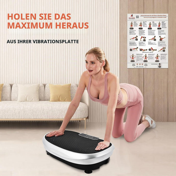 Eilison Ganzkörper-Vibrationsplatten-Workout-Poster – Umfassende Vibrationsplatte Übungsmaschinen-Di