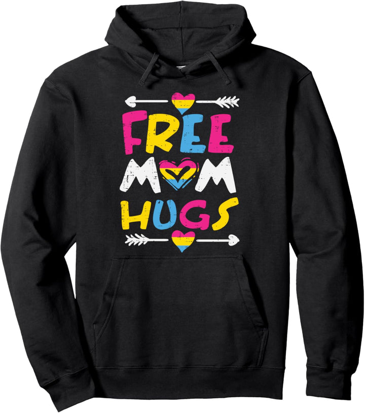 Free Mom Hugs Pansexual Pride Flag LGBTQ Pan Mama Women Pullover Hoodie