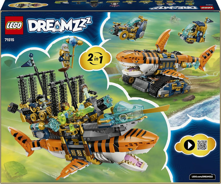 LEGO DREAMZzz 2in1 Tigerhai-Fahrzeug - Spielzeug verwandelbar in Piratenschiff mit Kanone - inkl. 5