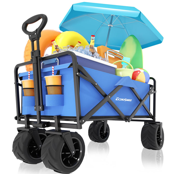 EchoSmile Bollerwagen Faltbar 200L 160KG, Handwagen Transportwagen Klappbar mit Verstellbarem Griff