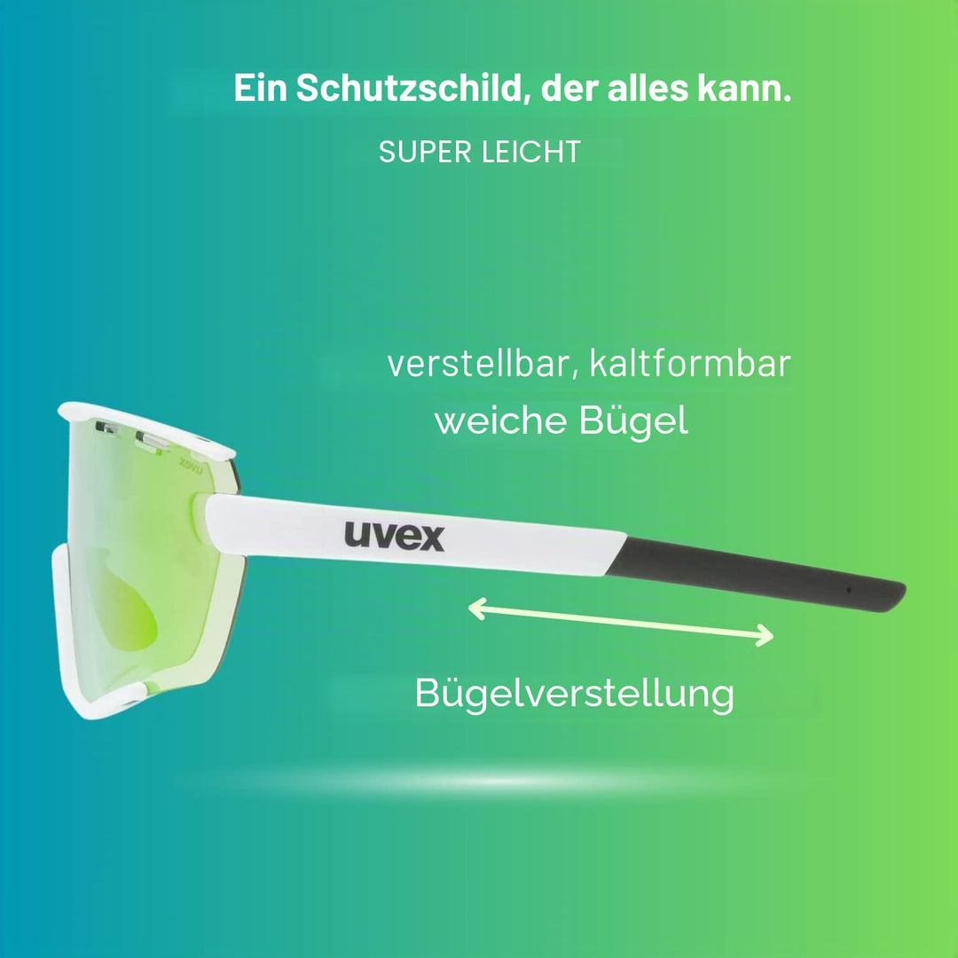 uvex Unisex Sportstyle 236 Set Sportbrille (1er Pack) Einheitsgrösse white mat/green, Einheitsgrösse