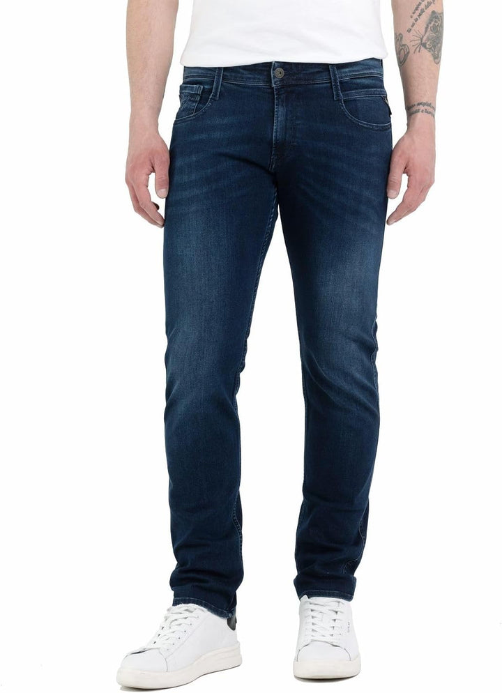 Replay Herren Jeans Anbass Slim-Fit mit Power Stretch 27W / 30L Dark Blue 007-1, 27W / 30L Dark Blue