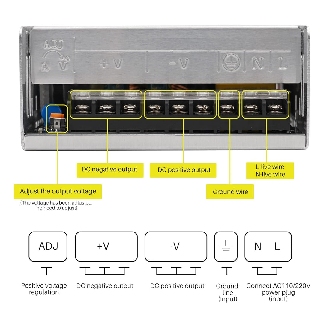 MOGOULUA DC 12V 50A 600W Netzteil Schaltnetzteil Netzteil Adapter Transformator Schalter für LED-Str