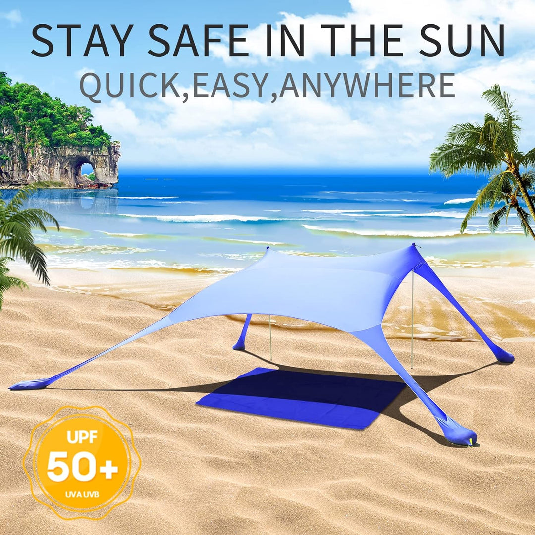 Cuupo Strandzelt, Pop-Up, 2x2.1 m, LSF 50, Lycra, Sonnenschutz, für den Aussenbereich, Anti-Wind, So