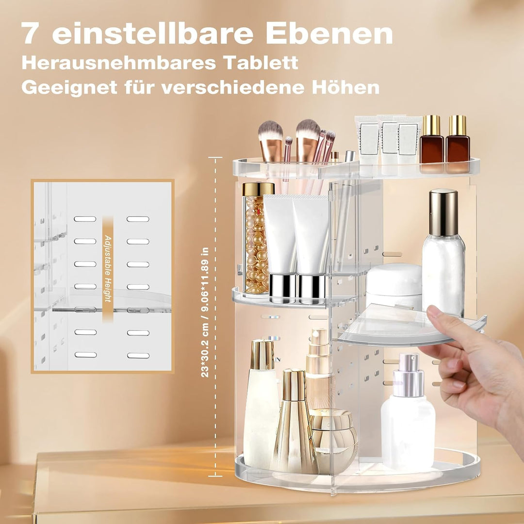 Make Up Organizer Drehbar, Acryl Kosmetik Organizer, 360° Makeup Organizers für Parfüm Kosmetik, Ver