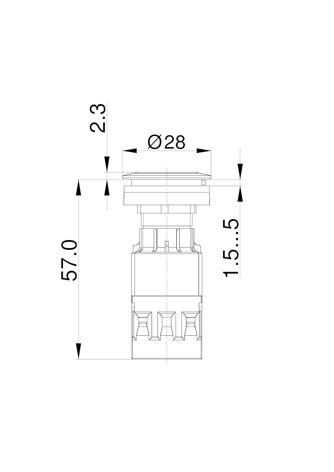 Schlegel 23.000.506 Drucktaste Edelstahl, Tasterkappe gelb, Tastkontaktgeber 1 Öffner/1 Schliesser,