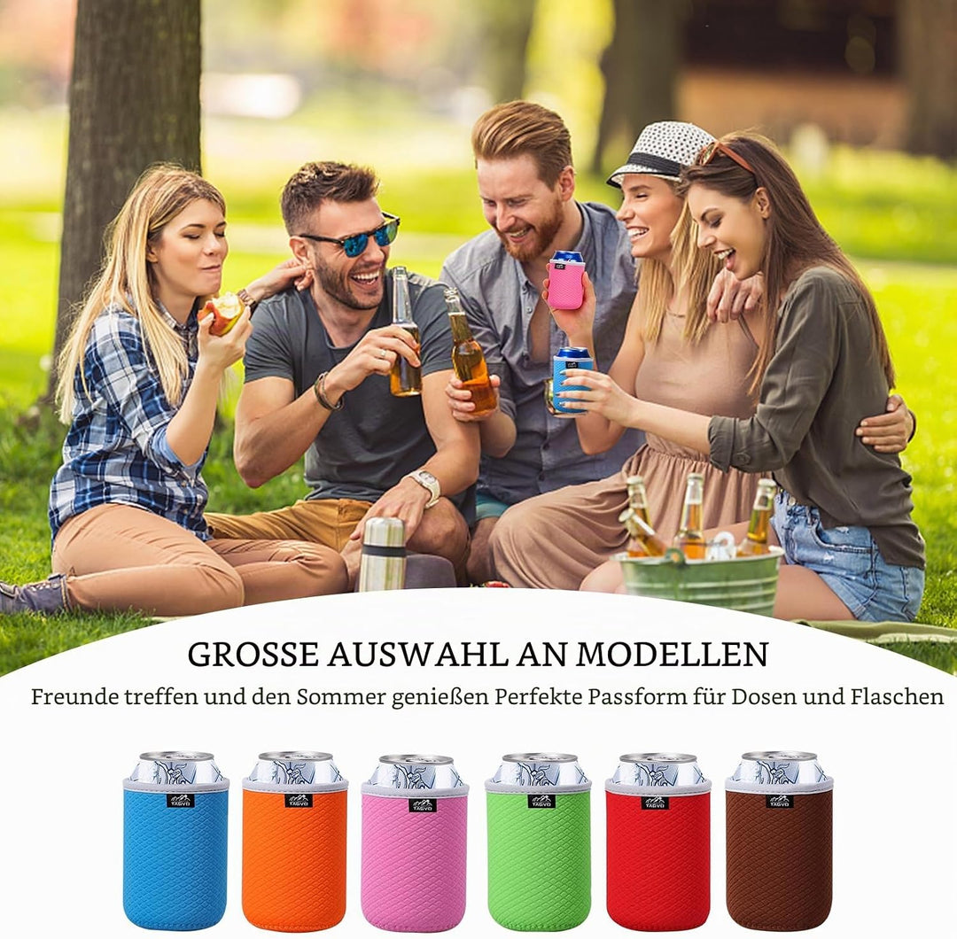 TAGVO Dosen-Kühlhüllen, isoliert, für Bierdosen, einfach anzuziehen, 6 Stück mehrfarbenauswahl, lang