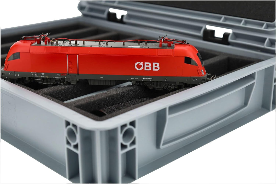 Feldherr Eurobox 40 x 30 cm Set für Modelleisenbahnen - Spur H0-7 Fächer - Schaumstoffeinlage für st
