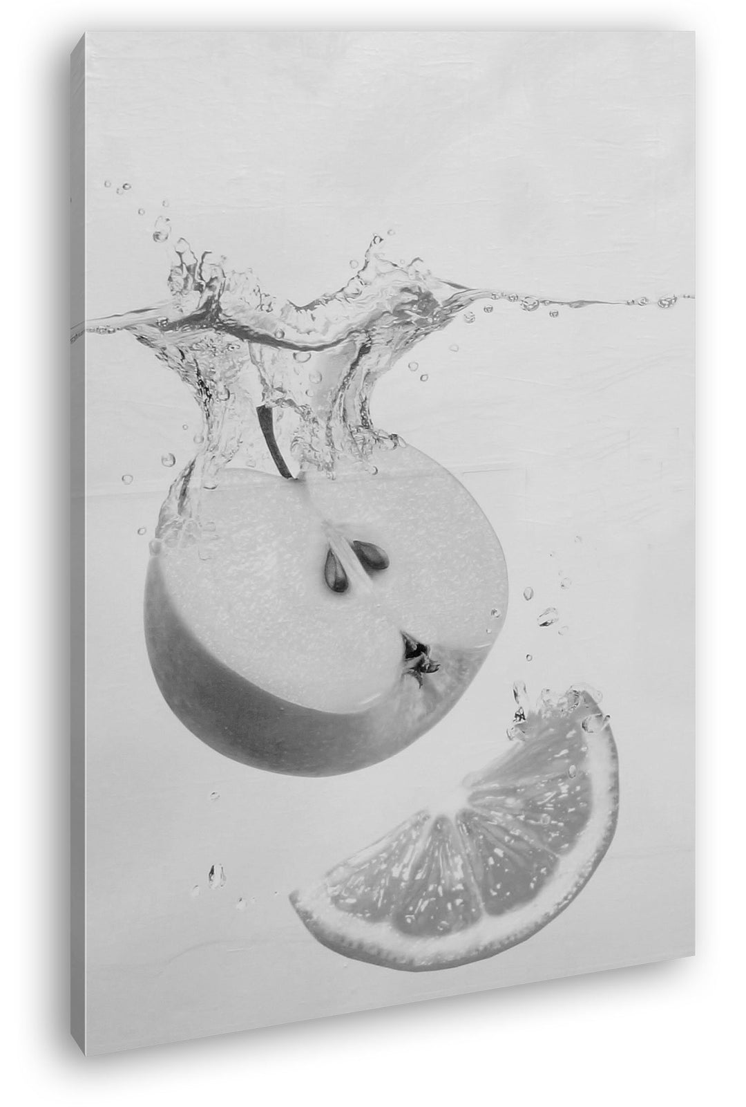 deyoli köstlicher Apfel mit Zitronenscheibe Effekt: Schwarz/Weiss im Format: 80x60 als Leinwandbild,