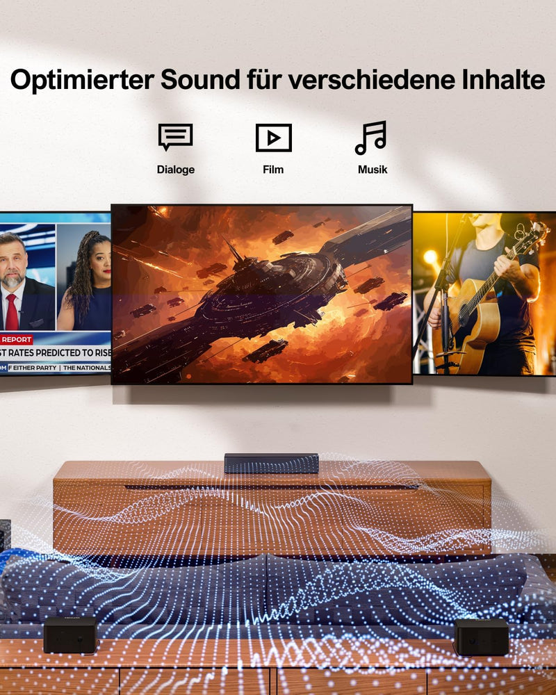 ULTIMEA 5.1 Surround Soundbar, 3D Surround Sound System, Soundbar für TV Geräte mit Subwoofer und Re