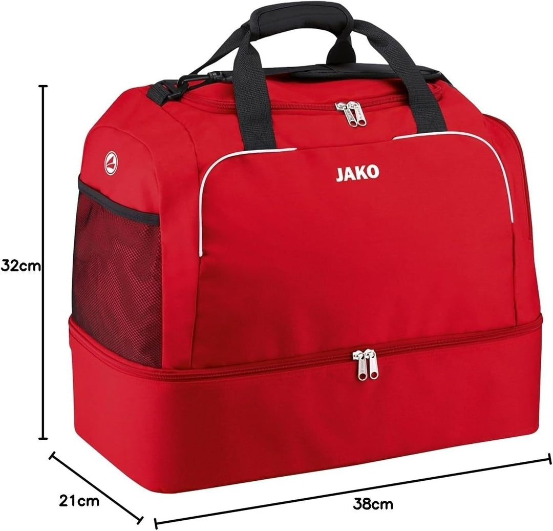 JAKO Classico Sporttasche mit Bodenfach Gr. 2 Ohne Geschlecht 1 (Bambini) Rot, 1 (Bambini) Rot