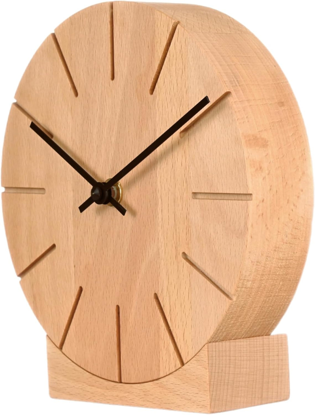 Natuhr Funkuhr Wanduhr Tischuhr Buche Holz - Boom - geräuscharm Massivholz Design ø17 cm (Buche geöl