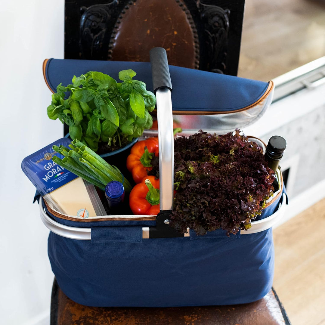 Brandsseller Einkaufskorb Kühlkorb Shopper Lunchtasche Kühltasche Picknickkorb Klappbar (ca. 46x29x2