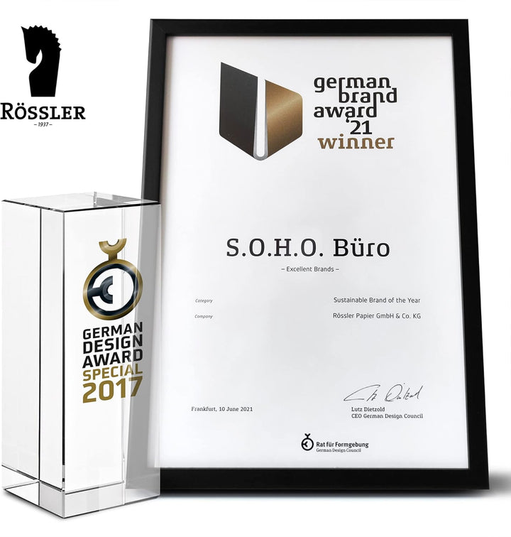 Rössler 1524452153 - S.O.H.O. 3er Schubladenbox für DIN A4, mit Griffloch, Denim, 343 x 250 x 185 mm