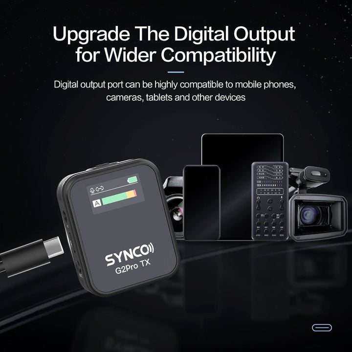 SYNCO G2 (A2) Pro 2.4GHZ Drahtloses Lavalier Mikrofon mit Ladekoffer 1 Empfänger 1 Sender Echtes Far