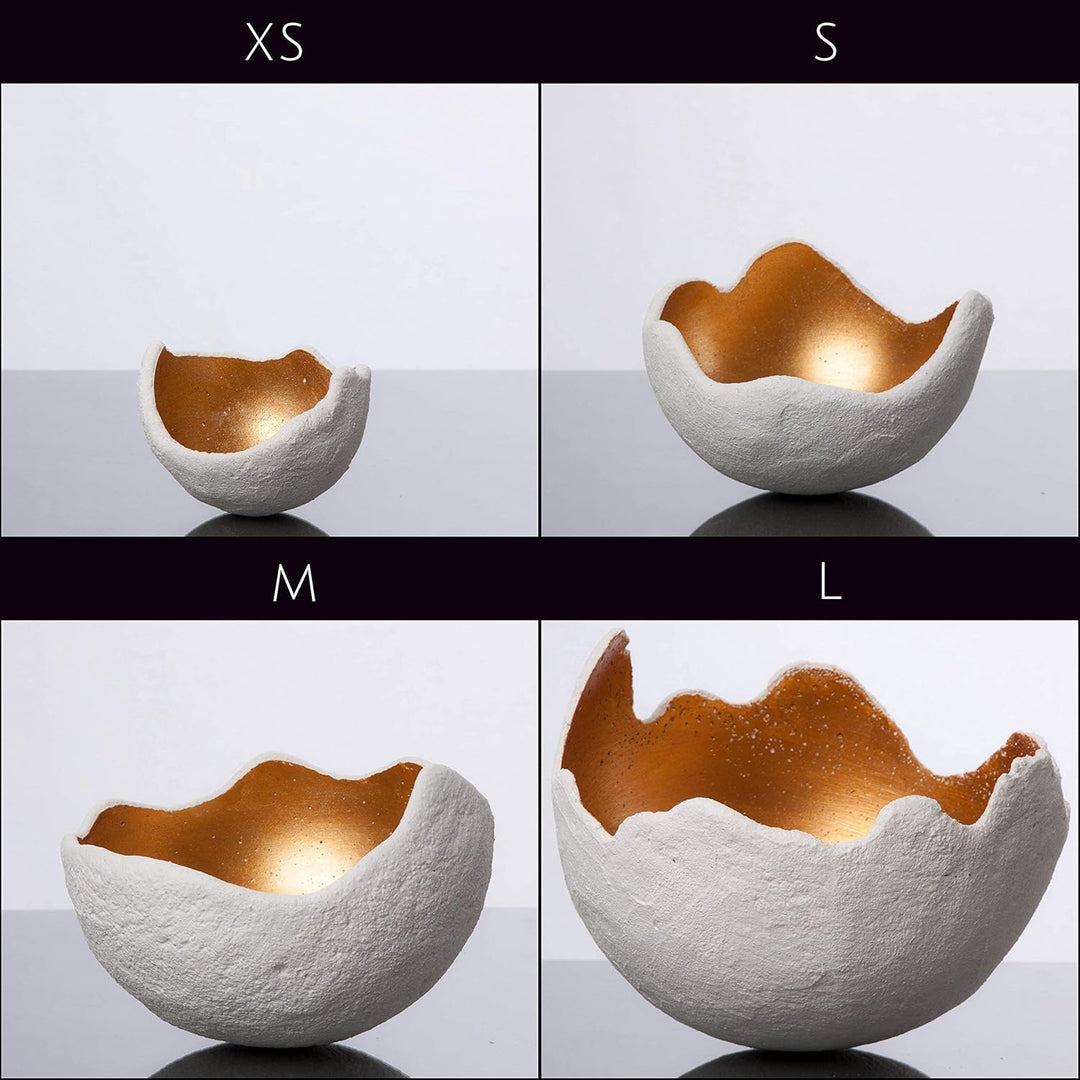 Stoamandal Dekoschale gold - M (20cm) - Beton weiss - Unikat handmade - Geburtstagsgeschenk - Einzig